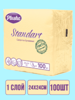 Салфетки бумажные 24 Plushe Standart Желтая 1 слой 100 листов микротиснение 1/20