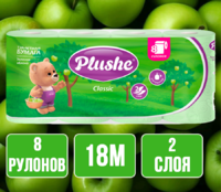 Туалетная бумага Plushe Classic Зеленое яблоко 8 рулона 18м 2 слоя 1/8